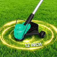 Garvee 20V Cordless String Trimmer, 12-Inch Grass Edger with 2.0Ah Battery & Charger, 8 Replacement Spools, Lightweight Electric Weed Wacker for Lawn, Patio & Garden, Black & Blue