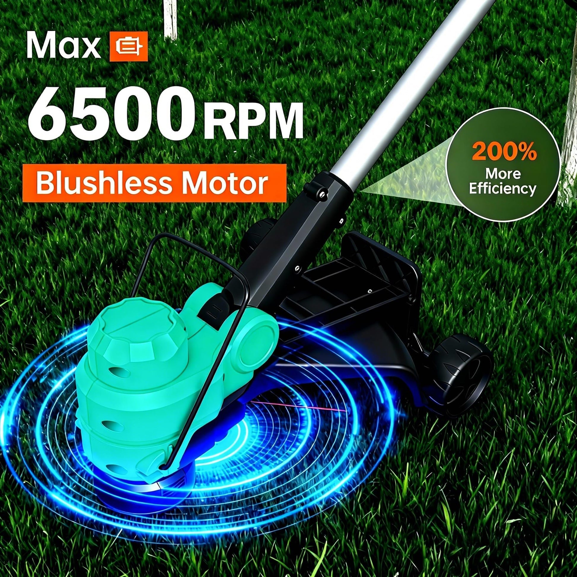 Garvee 20V Cordless String Trimmer, 12-Inch Grass Edger with 2.0Ah Battery & Charger, 8 Replacement Spools, Lightweight Electric Weed Wacker for Lawn, Patio & Garden, Black & Blue