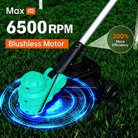 Garvee 20V Cordless String Trimmer, 12-Inch Grass Edger with 2.0Ah Battery & Charger, 8 Replacement Spools, Lightweight Electric Weed Wacker for Lawn, Patio & Garden, Black & Blue