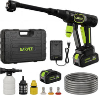 Garvee 20V Cordless Pressure Washer, 320 PSI Portable Power Cleaner with 6-in-1 Nozzle, Foam Cannon & 26ft Hose, 4.0Ah Battery for Car, Patio & Home, Black/Green