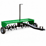 Garvee 48 Inch Tow Behind Plug Aerator, 32 Steel Tines, Heavy-Duty Lawn Aerator with Weight Tray, Universal Hitch & Pneumatic Tires for Lawn & Farm - Green