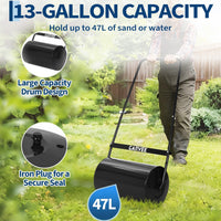 Garvee 23" Lawn Roller, Push & Tow Behind Yard Roller, 13 Gallon Water/Sand Fill Drum, Heavy-Duty Steel Lawn Leveling Roller with U-Shaped Handle