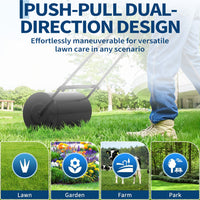 Garvee 23" Lawn Roller, Push & Tow Behind Yard Roller, 13 Gallon Water/Sand Fill Drum, Heavy-Duty Steel Lawn Leveling Roller with U-Shaped Handle