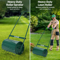 Garvee 23" 2-in-1 Lawn Roller & Spike Aerator, Push & Tow Behind Yard Tool, 13 Gallon Steel Drum with Heavy-Duty Tines for Lawn Leveling & Soil Aeration