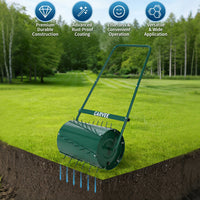 Garvee 23" 2-in-1 Lawn Roller & Spike Aerator, Push & Tow Behind Yard Tool, 13 Gallon Steel Drum with Heavy-Duty Tines for Lawn Leveling & Soil Aeration