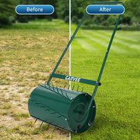 Garvee 23" 2-in-1 Lawn Roller & Spike Aerator, Push & Tow Behind Yard Tool, 13 Gallon Steel Drum with Heavy-Duty Tines for Lawn Leveling & Soil Aeration