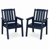 Garvee HDPE Patio Dining Chairs Set of 2, 23.9" Wide All-Weather Outdoor Armchairs with Steel Frame for Backyard, Deck, Navy - Navy Blue