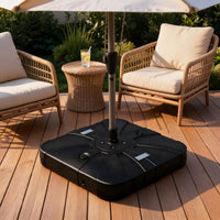 Garvee 130L Outdoor Patio Umbrella Base with Wheels, HDPE Sand & Water Filled Umbrella Stand, Stable Square Base for Garden, Patio & Deck, Black