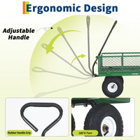 Garvee 400 lb Garden Cart Wagon, Heavy Duty Utility Cart with 10" Pneumatic Tires, Steel Frame, Removable Mesh Sides,Green