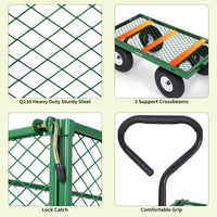 Garvee 400 lb Garden Cart Wagon, Heavy Duty Utility Cart with 10" Pneumatic Tires, Steel Frame, Removable Mesh Sides,Green