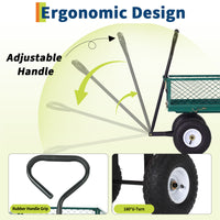 Garvee 400 lb Garden Cart Wagon, Heavy Duty Utility Cart with 10" Pneumatic Tires, Steel Frame, Removable Mesh Sides,Green