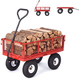 Garvee 400 lb Garden Cart Wagon, Heavy Duty Utility Yard Cart with 10" Pneumatic Tires, Removable Mesh Sides, Easy Maneuver, Red - Red