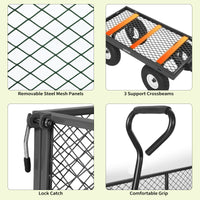 Garvee 400 lb Garden Cart Wagon, Heavy Duty Utility Yard Cart with 10" Pneumatic Tires, Removable Mesh Sides, Easy Maneuver, Gray