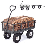 Garvee 400 lb Garden Cart Wagon, Heavy Duty Utility Yard Cart with 10" Pneumatic Tires, Removable Mesh Sides, Easy Maneuver, Gray - Gray