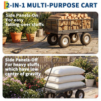 Garvee 400 lb Garden Cart Wagon, Heavy Duty Utility Yard Cart with 10" Pneumatic Tires, Removable Mesh Sides, Easy Maneuver, Gray