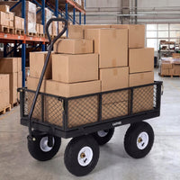 Garvee 400 lb Garden Cart Wagon, Heavy Duty Utility Yard Cart with 10" Pneumatic Tires, Removable Mesh Sides, Easy Maneuver, Black
