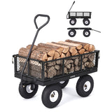 Garvee 400 lb Garden Cart Wagon, Heavy Duty Utility Yard Cart with 10" Pneumatic Tires, Removable Mesh Sides, Easy Maneuver, Black - Black