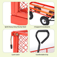 Garvee 400 lb Garden Cart Wagon, Heavy Duty Utility Cart with 10" Pneumatic Tires, Steel Frame, Removable Mesh Sides,Red