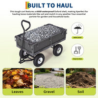 Garvee 400 lb Garden Cart Wagon, Heavy Duty Utility Cart with 10" Pneumatic Tires, Steel Frame, Removable Mesh Sides, Gray