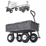 Garvee 400 lb Garden Cart Wagon, Heavy Duty Utility Cart with 10" Pneumatic Tires, Steel Frame, Removable Mesh Sides, Gray - Gray