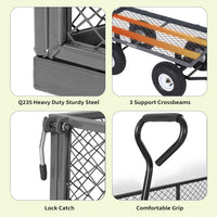 Garvee 400 lb Garden Cart Wagon, Heavy Duty Utility Cart with 10" Pneumatic Tires, Steel Frame, Removable Mesh Sides, Gray