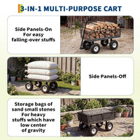Garvee 400 lb Garden Cart Wagon, Heavy Duty Utility Cart with 10" Pneumatic Tires, Steel Frame, Removable Mesh Sides, Gray