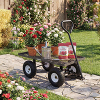 Garvee 400 lb Garden Cart Wagon, Heavy Duty Utility Cart with 10" Pneumatic Tires, Steel Frame, Removable Mesh Sides, Gray