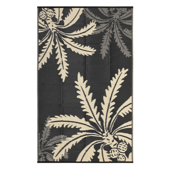 Garvee Waterproof Outdoor Rug 9x12 for Patio, Reversible Modern Area Rug, Large Plastic Straw Mat for Camping, RV, Porch, Backyard, Deck, Picnic, Beach, Black & Brown