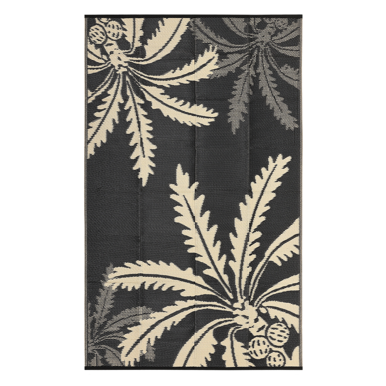 Garvee Waterproof Outdoor Rug 5x8 for Patio, Reversible Modern Area Rug, Large Plastic Straw Mat for Camping, RV, Porch, Backyard, Deck, Picnic, Beach, Black & Brown