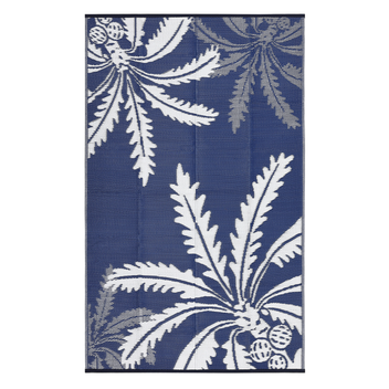 Garvee Waterproof Outdoor Rug 9x12 for Patio, Reversible Modern Area Rug, Large Plastic Straw Mat for Camping, RV, Porch, Backyard, Deck, Picnic, Beach, Blue & White