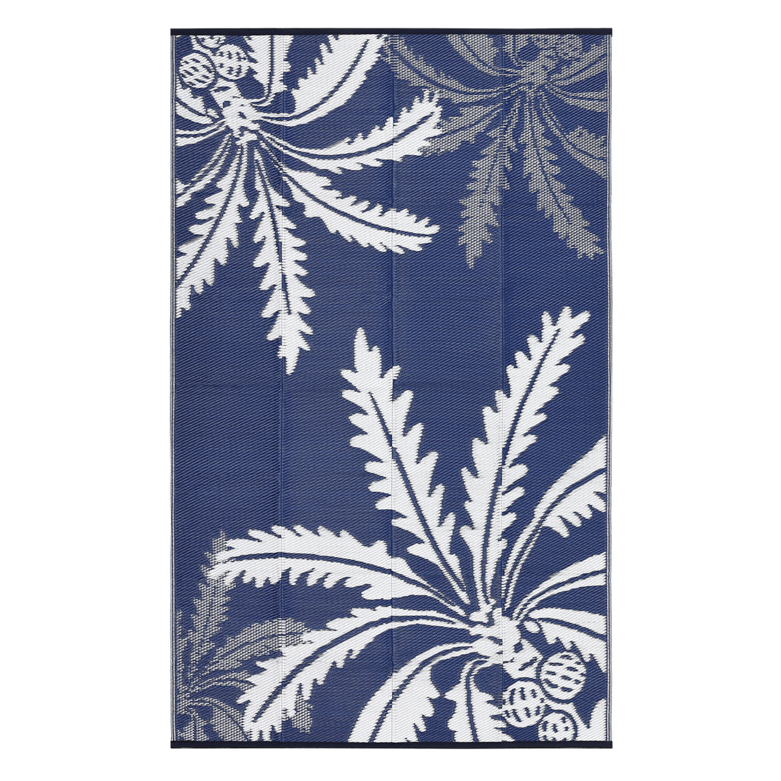 Garvee Waterproof Outdoor Rug 8x10 for Patio, Reversible Modern Area Rug, Large Plastic Straw Mat for Camping, RV, Porch, Backyard, Deck, Picnic, Beach, Blue & White