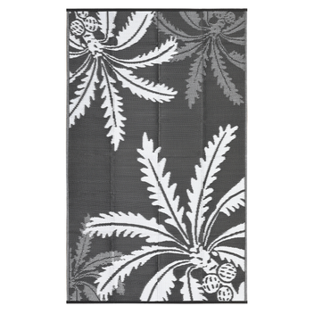 Garvee Waterproof Outdoor Rug 9x12 for Patio, Reversible Modern Area Rug, Large Plastic Straw Mat for Camping, RV, Porch, Backyard, Deck, Picnic, Beach, Grey & White