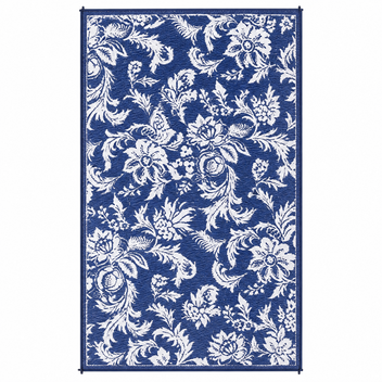 Garvee Waterproof Outdoor Rug 9x12 for Patio, Foldable Reversible Modern Area Rug, Large Plastic Straw Mat for Camping, RV, Porch, Backyard, Deck, Picnic, Beach, Blue & White