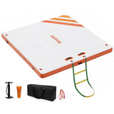 Garvee 8x6ft Inflatable Floating Dock - 1000 lbs Capacity Marine-Grade PVC Party Mat for 4-6 People, Non-Slip Floating Platform for Lakes, Pools & Boats - Orange
