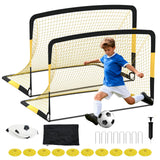 Garvee 2 Pack 6x4 FT Portable Pop Up Soccer Goals with Ball, Cones & Stakes - Backyard Training Set for Kids & Youth - Black + Yellow
