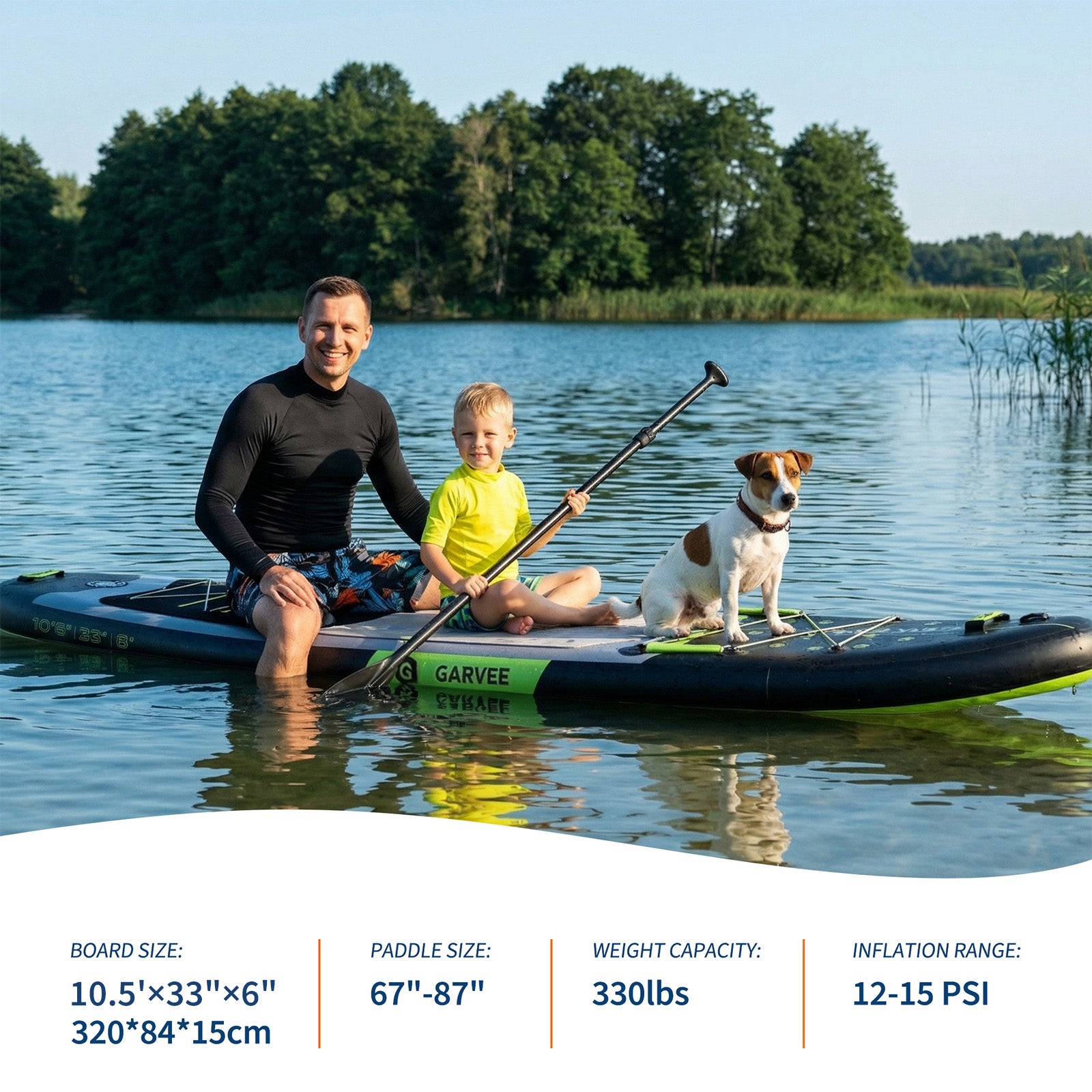 Garvee 10.5' x 33" x 6" Inflatable Stand Up Paddle Board - 330lbs Capacity All-Around SUP with Camera Mount