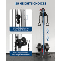 Garvee Cable Machine Home Gym - Wall Mount Functional Trainer with 19 Height Settings, 2:1 Pulley Ratio, 400 LBS Capacity & Full Attachment Set for Lat Pulldown, Cable Fly, Rows & Full Body Workout