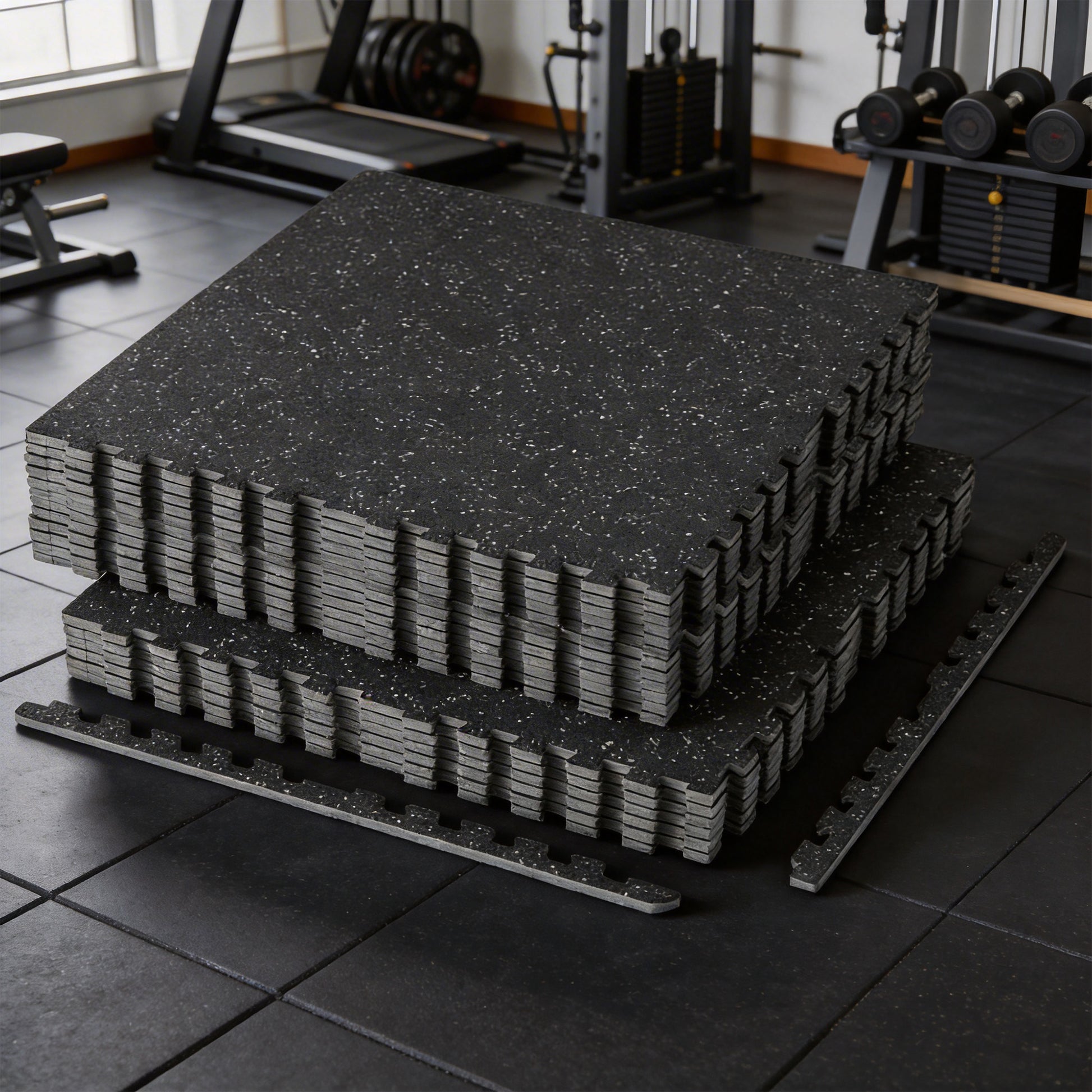 Garvee Exercise Equipment Mats 0.75in Thick 48 Sq Ft Rubber Top High Density EVA Foam Interlocking Puzzle Tiles Home Gym Flooring