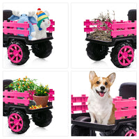 Garvee Ride - P Series: 12V Kids Ride On Tractor with Trailer, LED Lights for Boy Girl - Pink
