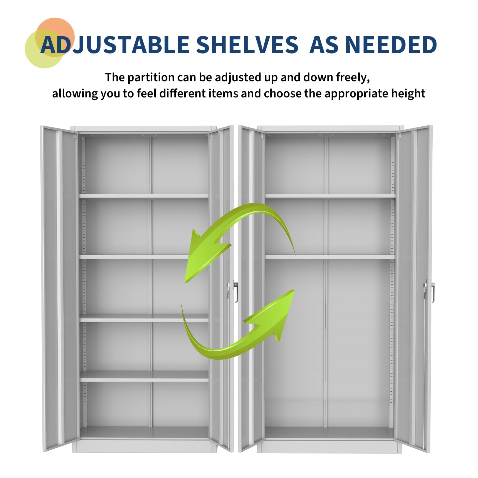 Garvee 71" Storage Cabinet with Locking Doors, Tall Metal Cabinet 4 Adjustable Shelves & Leveling Feet | Heavy-Duty Organizer for Pantry, Garage, Bedroom, Office, Craft Room