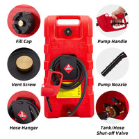 Garvee Fuel Caddy 15 Gallon Portable Diesel Fuel Caddy with Pump, 10ft Hose, Manual Siphon 7.5 L/min, UV-Resistant for Garage and Workshop, Red