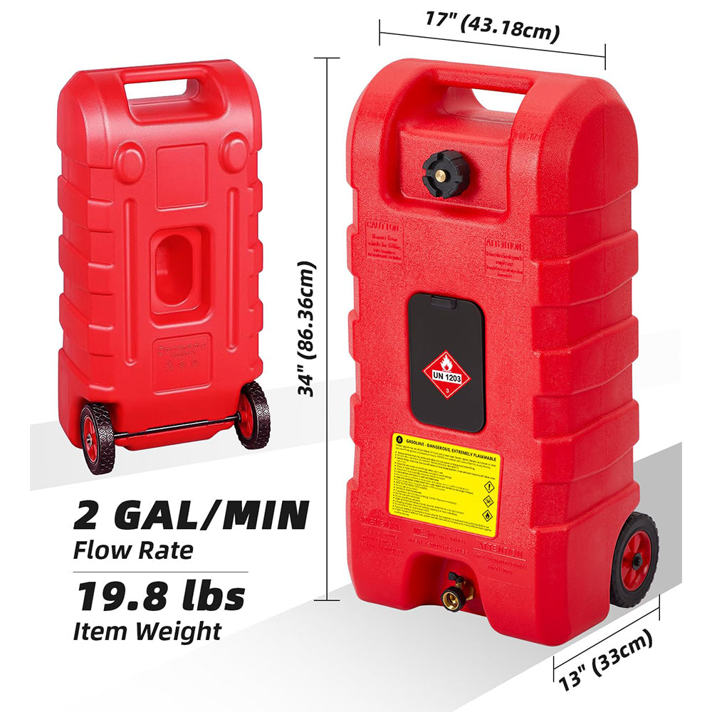 Garvee Fuel Caddy 15 Gallon Portable Diesel Fuel Caddy with Pump, 10ft Hose, Manual Siphon 7.5 L/min, UV-Resistant for Garage and Workshop, Red