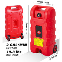 Garvee Fuel Caddy 15 Gallon Portable Diesel Fuel Caddy with Pump, 10ft Hose, Manual Siphon 7.5 L/min, UV-Resistant for Garage and Workshop, Red