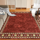 Garvee Bordered Red 10x13 Area Rug Extra Large Area Rug for Living Room, Modern Bordered Machine Washable Rug Stain Resistant Non-Slip Accent Rug Carpet Minimalist Border Floor Cover for Home Decor - Rust Red