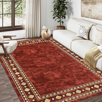 Garvee Bordered Red 10x13 Area Rug Extra Large Area Rug for Living Room, Modern Bordered Machine Washable Rug Stain Resistant Non-Slip Accent Rug Carpet Minimalist Border Floor Cover for Home Decor