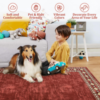 Garvee Bordered Red 10x13 Area Rug Extra Large Area Rug for Living Room, Modern Bordered Machine Washable Rug Stain Resistant Non-Slip Accent Rug Carpet Minimalist Border Floor Cover for Home Decor