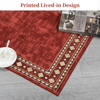 Garvee Bordered Red 10x13 Area Rug Extra Large Area Rug for Living Room, Modern Bordered Machine Washable Rug Stain Resistant Non-Slip Accent Rug Carpet Minimalist Border Floor Cover for Home Decor