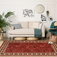 Garvee Bordered Red 10x13 Area Rug Extra Large Area Rug for Living Room, Modern Bordered Machine Washable Rug Stain Resistant Non-Slip Accent Rug Carpet Minimalist Border Floor Cover for Home Decor