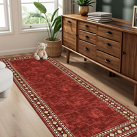 Garvee Bordered Red 2x6 Runner Rug Modern Bordered Hallway Runner Rug, Washable Area Rug Stain Resistant Non-Slip Carpet Minimalist Border Floor Cover Entryway Rug for Laundry Kitchen