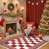 Garvee Red 8x10 Area Rugs Washable Non Slip Checkered Soft Low Pile Christmas Rug for Living Room Bedroom Dining Room